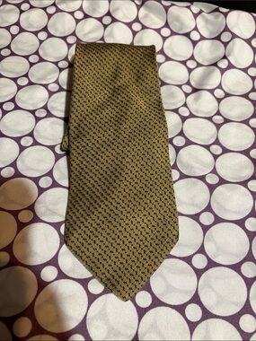 Nautica Textured Gold and Black Patterned Men's Tie